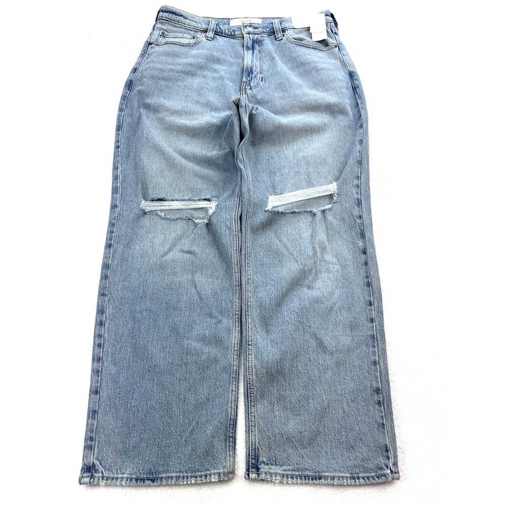 Hollister Baggy Jeans 34x30 Light Wash Distressed Blue Stretch Denim NWT